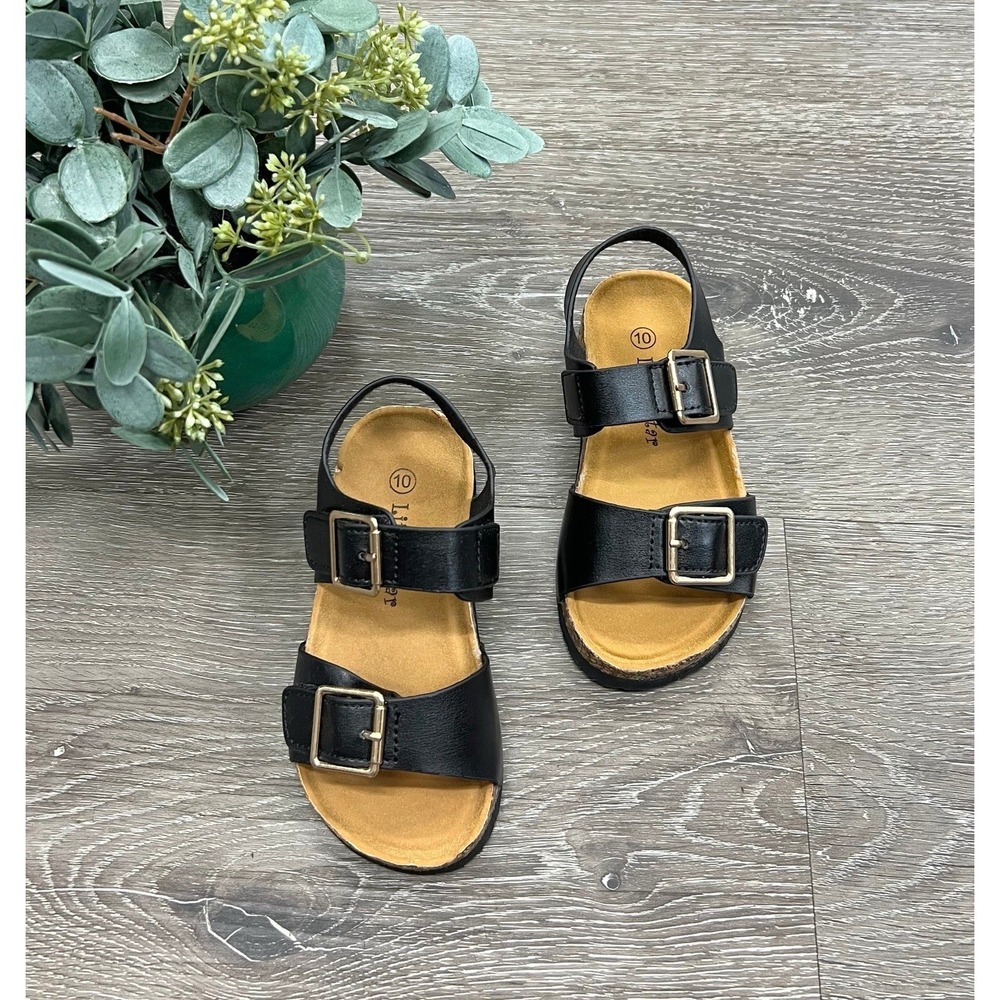 Little Star Youth Black Strap Sandals Youth Size 2 NEW